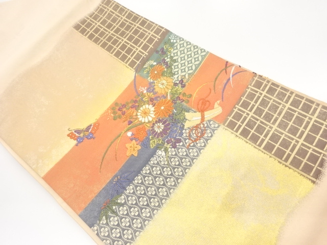 JAPANESE NAGOYA OBI / WOVEN BOUQUET PATTERN